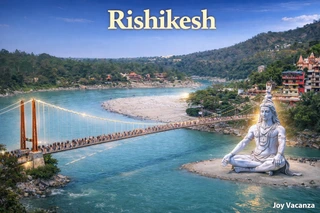 Riverside view with Lord Shiva statue thumbnail for Yamunotri Gangotri Yatra Package (Ex-Delhi) 3